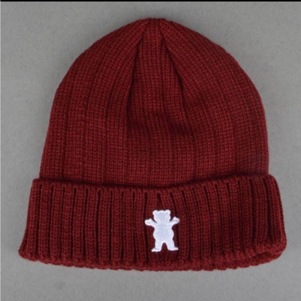 GRIZZLY GRIPTAPE Raised OG Bear Beanie - Burgundy